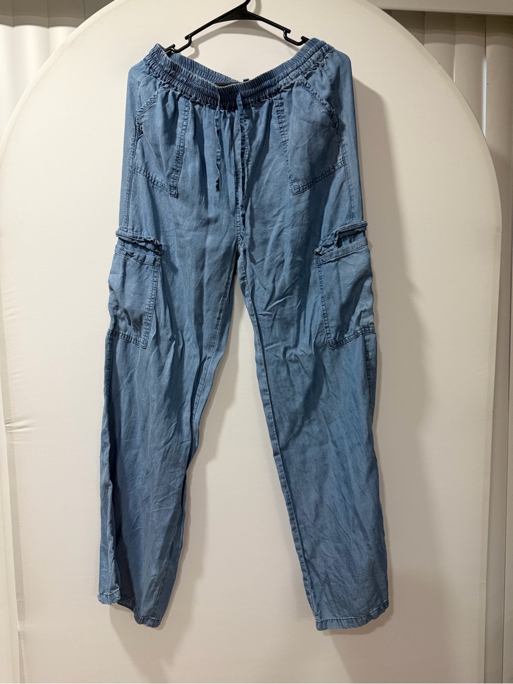 Love Tree Light Blue Women's Cargo Pants with Drawstring Waist